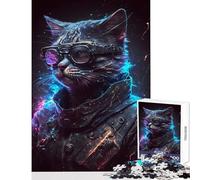 Rompecabezas de 1000 Piezas Cyberpunk diseño de Gato Humano antiestrés Juegos educativos colección de Artistas tamaño 38x52cm