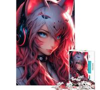 Rompecabezas de 1000 Piezas Cyberpunk Neko Cat Girl Difícil y desafiante Juego práctico difícil para Mayores de 14 años 38x52cm