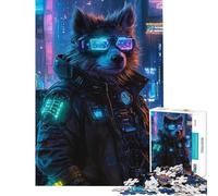 Rompecabezas de 1000 Piezas Cyberpunk Wolf City desafío de Inteligencia Cerebral Juguetes adictivos Juegos Familiares Ideal para Parejas Regalo artístico (tamaño 38x26cm)