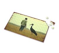 Rompecabezas de 1000 piezas de 1000 piezas con diseño de hombre y pájaro en un campo sereno: un momento de conexión, 1000 piezas (1000 piezas)