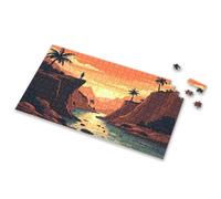 Rompecabezas de 1000 piezas de 1000 piezas de 1000 piezas (500 piezas) con silueta de hombre de pie en un acantilado con vistas al atardecer tropical