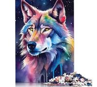 Rompecabezas de 1000 Piezas de Acuarela de Lobo para Adultos, Rompecabezas de dificultad Alta, Juego Educativo, Juguete para decoración Familiar, 1000 Piezas (75 x 50 cm)