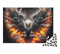 Rompecabezas de 1000 Piezas de Águila para Adultos Águila con Alas de Fuego sobre Negro Juego Imposible | Regalo para Familias y Adolescentes 70x50cm/1000pcs