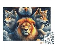 Rompecabezas de 1000 Piezas de Águila para Adultos León Entre Lobos y Águila Juego Imposible | Regalo para Familias y Adolescentes 52x38cm/1000pcs