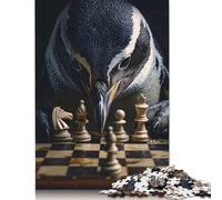 Rompecabezas de 1000 Piezas de ajedrez de pingüino, Rompecabezas creativos Cuadrados para Adultos y Rompecabezas de Papel, Juego Educativo para Adultos, 38 x 26 cm/1000 Piezas