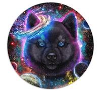 Rompecabezas de 1000 Piezas de Akita Dog en el Espacio, Rompecabezas Redondo de Galaxia, Navidad, Halloween, Pascua y Año Nuevo, 1000 Piezas (67,5x67,5cm)