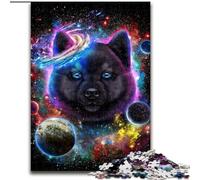 Rompecabezas de 1000 Piezas de Akita Dog in Space Galaxy. Juego Interactivo Familiar, decoración del hogar, Regalo desafiante y Estimulante (tamaño 26x38cm).