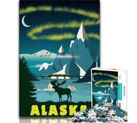 Rompecabezas de 1000 Piezas de Alaska City Travel Art para Adultos, un Juego desafiante Ideal para Regalar a Toda la Familia (38x26cm)