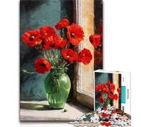 Rompecabezas de 1000 Piezas de Amapolas en un jarrón para Adultos y Adolescentes, desafiantes Juegos Familiares, Juguete DIY para Decorar la Pared del hogar (50x75cm)