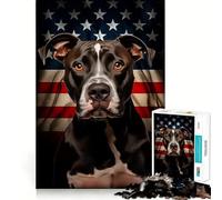 Rompecabezas de 1000 Piezas de American Pit Bull Terrier para Adultos,Juego de concentración Mental, Corte láser,Actividad Nocturna Divertida para Toda la Familia (38x26cm)