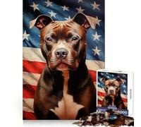 Rompecabezas de 1000 Piezas de American Pit Bull Terrier para Adultos Pensamiento lógico, distracción Suave, Cierre sin Costuras, Regalo Festivo (38x52cm)