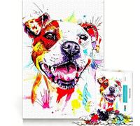 Rompecabezas de 1000 Piezas de American Pitbull Terrier para Adultos Juego Que estimula la Mente Superficie Lisa y sin Rebabas Un pasatiempo Fascinante para los Momentos de Ocio (38x52cm)