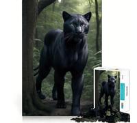 Rompecabezas de 1000 Piezas de Animales de Pantera Negra con Bordes Finos,Juguete Creativo,Juego de Ocio,Regalo de cumpleaños 38x26cm