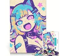 Rompecabezas de 1000 Piezas de Anime Cat Girl Pop Art para Adolescentes Diversión,tamaño Uniforme,Piezas precisas,Actividad Relajante para Grupos en Interiores (38x26cm)