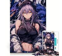 Rompecabezas de 1000 Piezas de Anime City Girl W Monster para Adolescentes Diversión,tamaño Uniforme,Piezas precisas,Actividad Relajante para Grupos en Interiores (38x26cm)