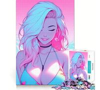 Rompecabezas de 1000 Piezas de Anime Cool Swimsuit Girl para Adolescentes Juego Divertido con Encaje, Huecos Actividad Nocturna Familiar (38x52cm)