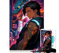 Rompecabezas de 1000 Piezas de Anime Cyberpunk Cyborg Boy para Adultos,Divertido Juego de Memoria,componentes Resistentes y de Corte Limpio, aliviar el estrés (38x26cm)