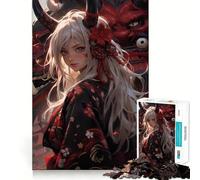 Rompecabezas de 1000 Piezas de Anime Demon Elf Girl para Adolescentes Juego Divertido con Encaje, Huecos Actividad Nocturna Familiar (38x26cm)
