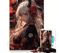 Rompecabezas de 1000 Piezas de Anime Demon Girl,Juguete Que desafía la Mente,Troquelado de Alta precisión,Divertido desafío para el Tiempo de Espera (38x26cm)