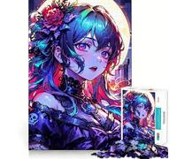 Rompecabezas de 1000 Piezas de Anime Demon Girl para Adolescentes Diversión,tamaño Uniforme,Piezas precisas,Actividad Relajante para Grupos en Interiores (38x52cm)