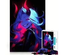 Rompecabezas de 1000 Piezas de Anime Demon Girl para Adultos,Juego de lógica,Corte de precisión,Bordes Lisos, reuniones Familiares (38x52cm)