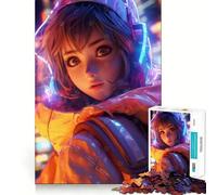 Rompecabezas de 1000 Piezas de Anime Fantasy Gamer Girl para Adolescentes Juego Divertido con Encaje, Huecos Actividad Nocturna Familiar (38x26cm)