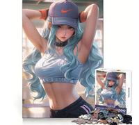 Rompecabezas de 1000 Piezas de Anime Fitness Girl para Adolescentes Actividad de Ocio Que estimula el Pensamiento Claro Encaje Firme Regalo Ideal (38x26cm)