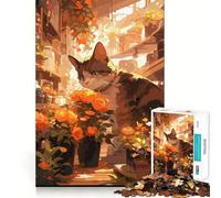 Rompecabezas de 1000 Piezas de Anime Florist Ginger Cat para Adolescentes Diversión,tamaño Uniforme,Piezas precisas,Actividad Relajante para Grupos en Interiores (38x26cm)