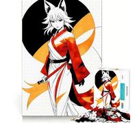 Rompecabezas de 1000 Piezas de Anime Fox Girl para Adolescentes Diversión,tamaño Uniforme,Piezas precisas,Actividad Relajante para Grupos en Interiores (38x52cm)