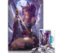 Rompecabezas de 1000 Piezas de Anime Fox Girl para Adultos, 1000 Piezas, Juego Familiar para aliviar el estrés, desafío difícil, Grandes Regalos y Juguetes, 50x75cm