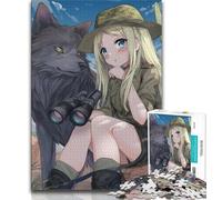 Rompecabezas de 1000 Piezas de Anime Girl and Wolf para Adultos y Adolescentes, Juguetes educativos para familias con póster a Juego y Hoja de Trivia de 38x26cm
