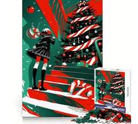 Rompecabezas de 1000 Piezas de Anime Girl Christmas para Adultos Pensamiento estratégico, Momentos de Ocio agradables, diseño Limpio, Regalo de Invierno (38x26cm)