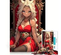 Rompecabezas de 1000 Piezas de Anime Girl Fox Queen Waifu Teenagers,Juego de Memoria Mental,Cierre Seguro,sin Piezas Sueltas,Ideal para Viajar, ejercitar la Mente (50x75cm)