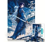 Rompecabezas de 1000 Piezas de Anime Girl Ice Blue Ninja Entrenamiento Cerebral,Divertido,Encaje, Huecos,Actividad para Compartir con Seres Queridos (50x75cm)