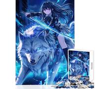 Rompecabezas de 1000 Piezas de Anime Girl Riding Wolf Juguetes para decoración del hogar Regalos geniales y Juegos prácticos Interesante Juego para Reducir el estrés tamaño 50x75cm