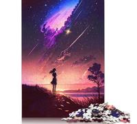 Rompecabezas de 1000 Piezas de Anime Girl Shooting Stars, Rompecabezas Cuadrados para Adultos y Rompecabezas de Papel, Actividad Familiar, 1000 Piezas (75 x 50 cm)