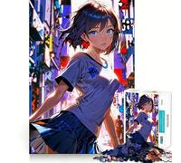Rompecabezas de 1000 Piezas de Anime Girl Urban Twilight para Adultos,Divertido Juego de Memoria,componentes Resistentes y de Corte Limpio, aliviar el estrés (38x52cm)