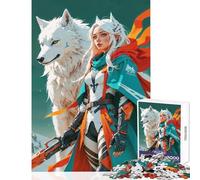 Rompecabezas de 1000 Piezas de Anime Girl Wolf Guardian Juguetes antiestrés Regalos para Mujeres y Hombres Juego de ingenio colección de Artistas Bellas Artes tamaño 38x26cm