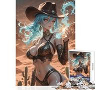 Rompecabezas de 1000 Piezas de Anime Vaquera con Magia en el Desierto Juguetes de Decoración del Hogar Gran Regalo para Juegos Juego Educativo Mejora el Amor Entre Parejas tamaño 50x75cm