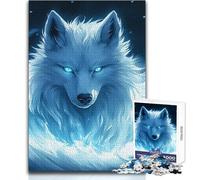 Rompecabezas de 1000 Piezas de Anime White Wolf con Llamas Azules para Adolescentes, Divertido Juego cognitivo de Aprendizaje, reflexivo, tamaño 38x26cm