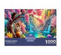 Rompecabezas de 1000 Piezas de Ardilla en fantasía, difícil, desafiante y difícil. Búho (floración de Estanque de Colores). Ideal para Adultos. 38 x 26 cm (1000 Piezas).