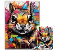 Rompecabezas de 1000 Piezas de Ardilla Grafiti para Adultos, Rompecabezas difíciles para Adultos, Regalo Ideal para Vacaciones y decoración del hogar, 50x75cm/19,68x29,52 Pulgadas