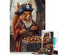 Rompecabezas de 1000 Piezas de Ardilla Pirata con Cofre del Tesoro para Adolescentes Juguete de lógica y Rompecabezas Diversión Garantizada Corte de precisión Regalo Elegante 38x52cm
