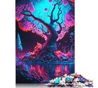 Rompecabezas de 1000 Piezas de Arte Abstracto, árbol Cuadrado, Rompecabezas de Madera para Adultos, decoración del hogar, Juguetes de Rompecabezas, 1000 Piezas (75 x 50 cm)