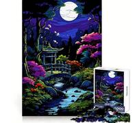 Rompecabezas de 1000 Piezas de Arte pixelado de jardín Zen japonés para Adultos,Que fomenta la concentración,el Juego Suave y el Buen Encaje (38x52cm)