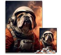 Rompecabezas de 1000 Piezas de Astronauta Bulldog y Perro. Rompecabezas de Papel NasaPaper para Adultos. Juego de desafío Mental para Adolescentes y Familia. 1000 Piezas (38x26cm).