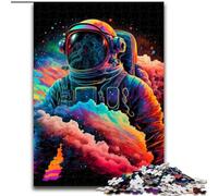 Rompecabezas de 1000 Piezas de Astronauta Colorido Hecho de Madera,Idea decoraciónde 50x75cm para Adolescentes y familias,decoración DIY desafío de Pensamiento
