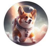 Rompecabezas de 1000 Piezas de Astronauta Corgi Redondo, Rompecabezas de 1000 Piezas para Adultos, Actividad educativa para Mejorar Las Habilidades cognitivas, 67,5 x 67,5 cm