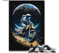 Rompecabezas de 1000 Piezas de Astronauta en Motocicleta, tamaño 26x38cm, Juego de ingenio, Juego Familiar Interactivo, Apto para Mayores de 14 años.