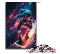 Rompecabezas de 1000 Piezas de Astronauta en patineta para Adultos Rompecabezas de Madera Juegos Familiares 75 x 50 cm